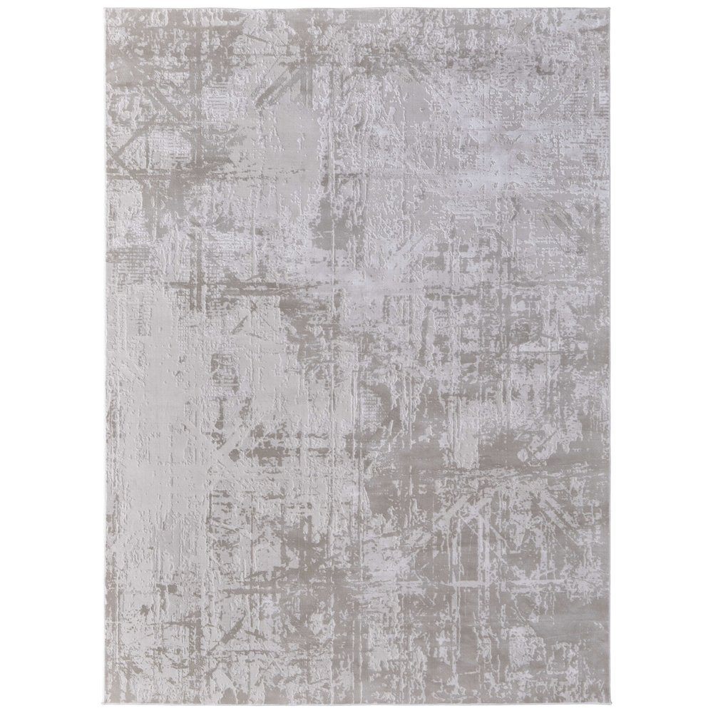 Prasad Modern Abstract, Ivory/Taupe/Silver, 1'-8" x 2'-10" Accent Rug. Picture 1