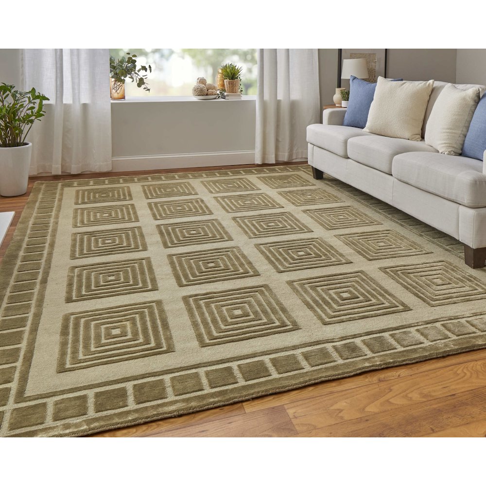 Channels Modern Geometric, Green, 7'-9" x 9'-9" Area Rug. Picture 2