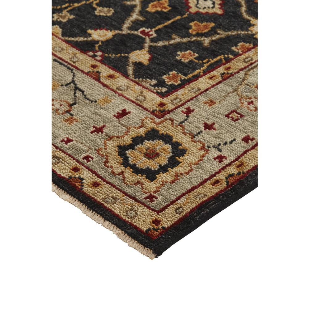Carrington Traditional Oushak Rug, Geo Floral, Black/Gold, 2ft - 6in x 8ft, Runner, 9826500FCHLLBLI68. Picture 3