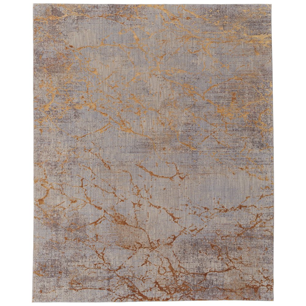 Pryor Modern Abstract, Gold/Brown/Gray, 6'-7" x 9'-6" Area Rug. Picture 1