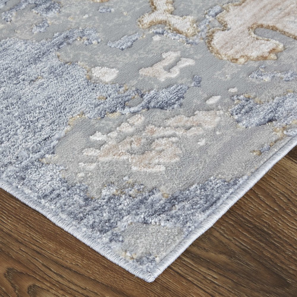 Laina Transitional Abstract, Tan/Blue, 4' x 6' Accent Rug. Picture 3