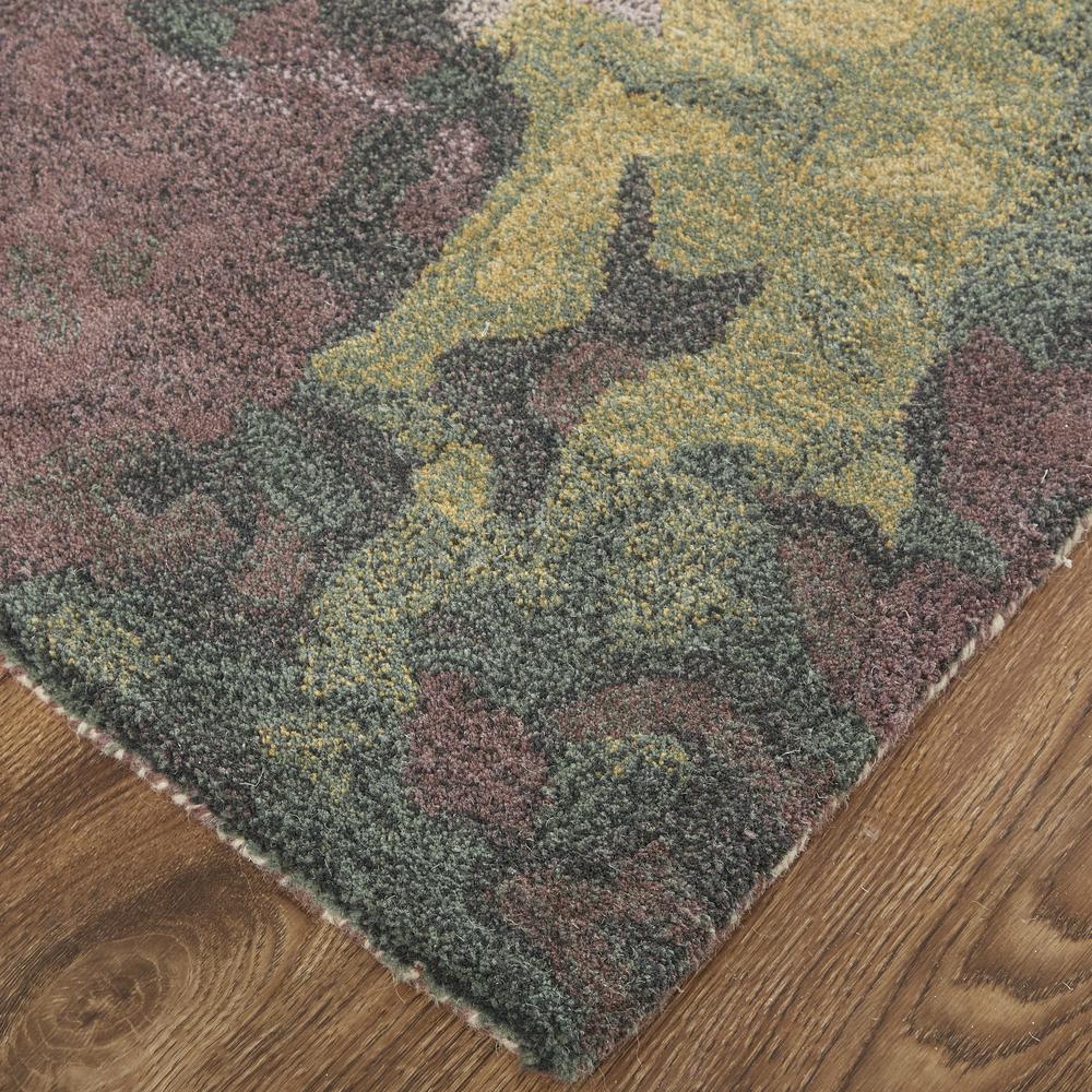 Amira Modern Watercolor Rug, Eggplant/Lodon Green/Gold, 8ft x 10ft Area Rug, AMI8633FPURGRNF00. Picture 3