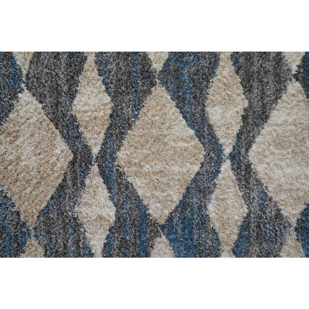 Mynka Transitional Diamond, Ivory/Gray/Blue, 9' x 12' Area Rug. Picture 6