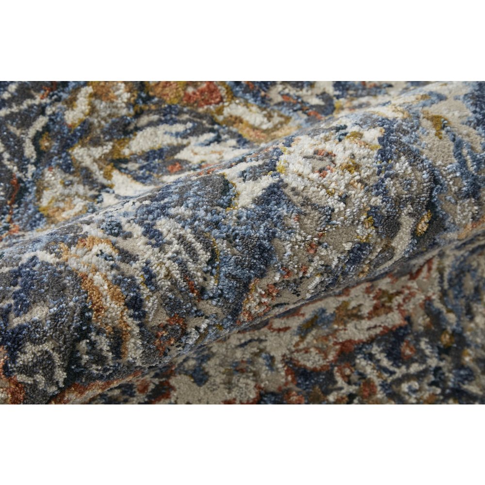Kaia Transitional Floral & Botanical, Blue/Orange/Ivory, 3' x 5' Accent Rug. Picture 5