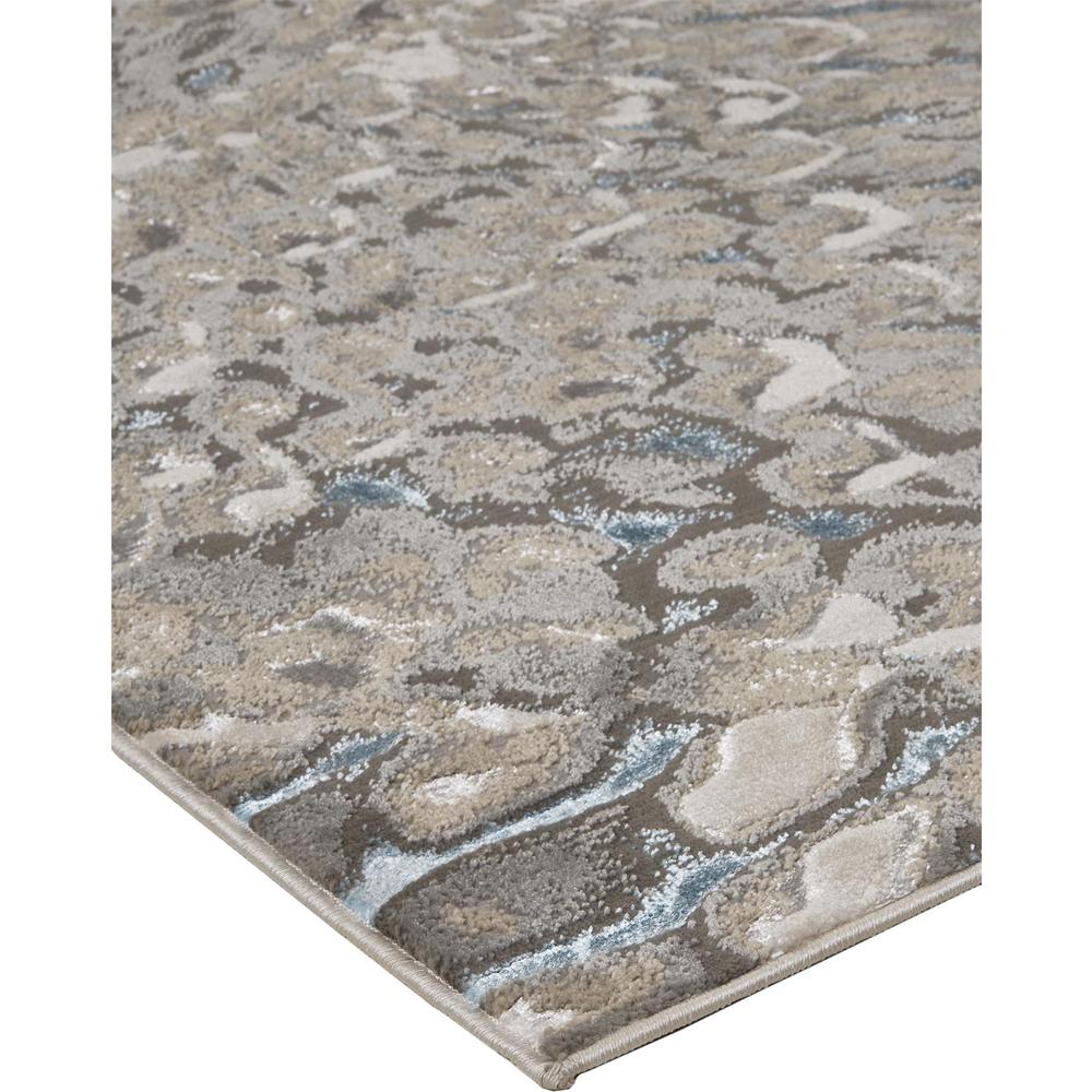 Azure Abstract Feather Rug, Teal/Gray/Silver, 2ft - 10in x 7ft - 10in, Runner, AZR3403FBLUSLVI71. Picture 3