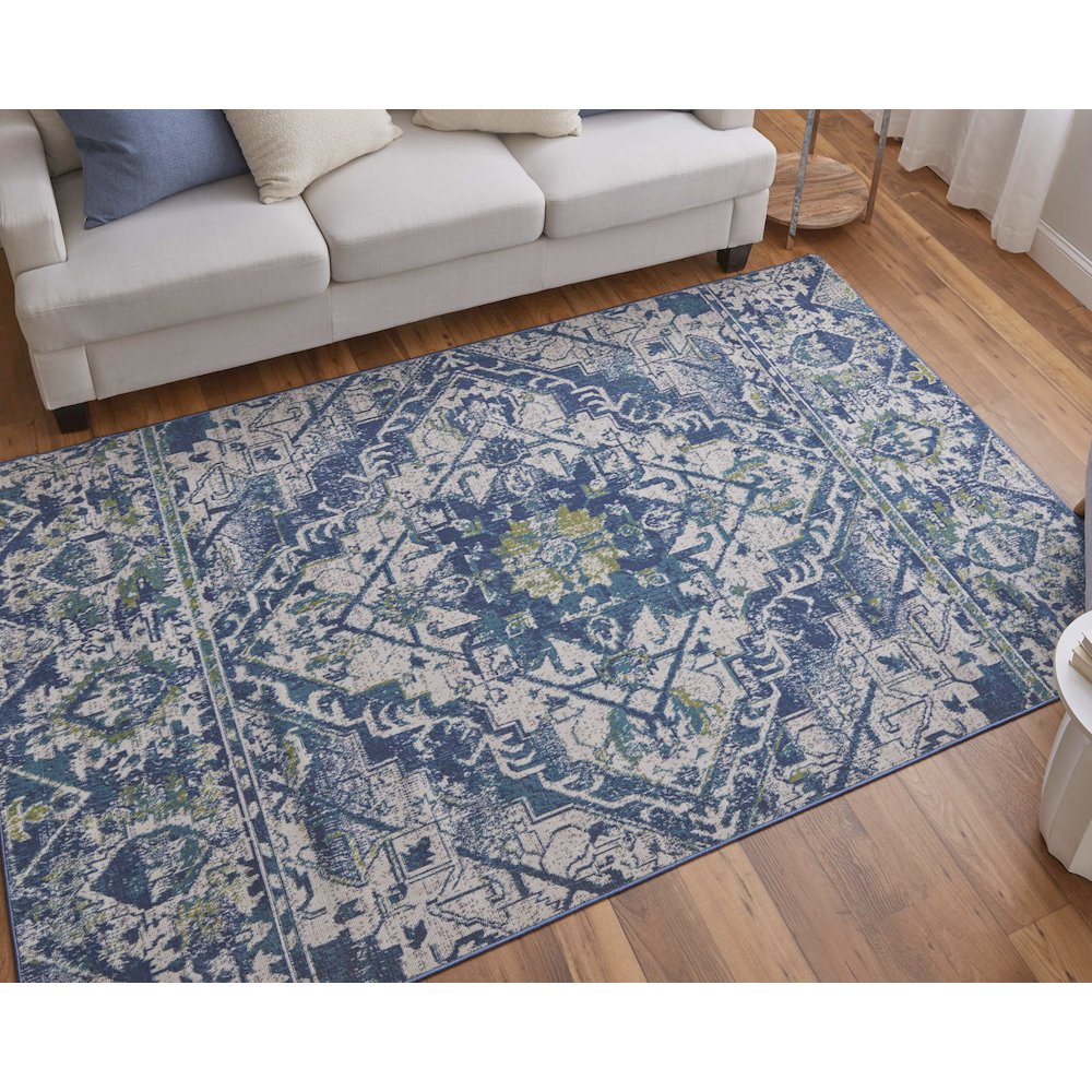 Foster intage Medallion Rug, Crystal Teal/Green/Tan, 10ft x 13ft - 2in Area Rug, FST3760FGRNBGEH13. Picture 2