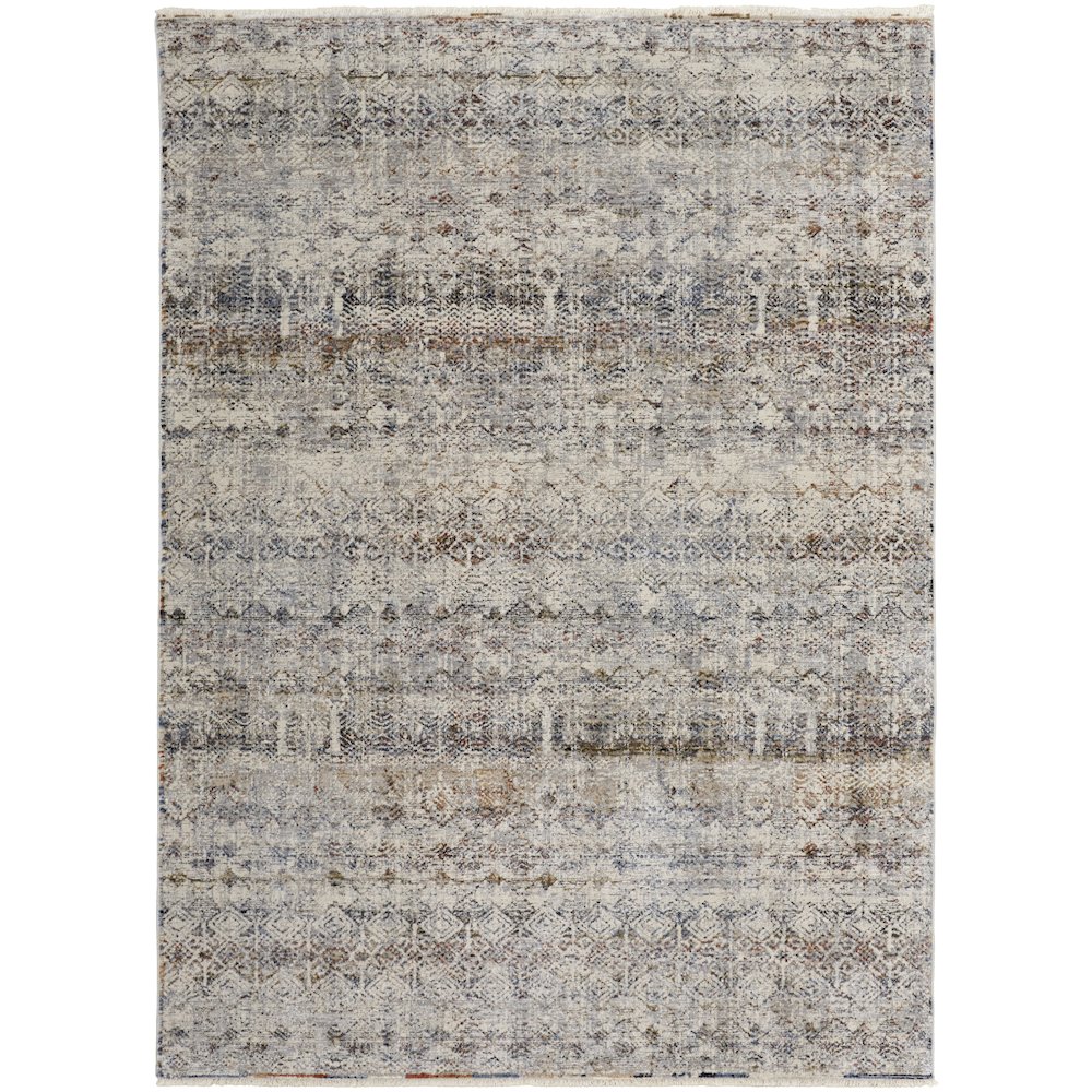 Kaia Transitional Distressed, Tan/Ivory/Blue, 3' x 5' Accent Rug. Picture 1