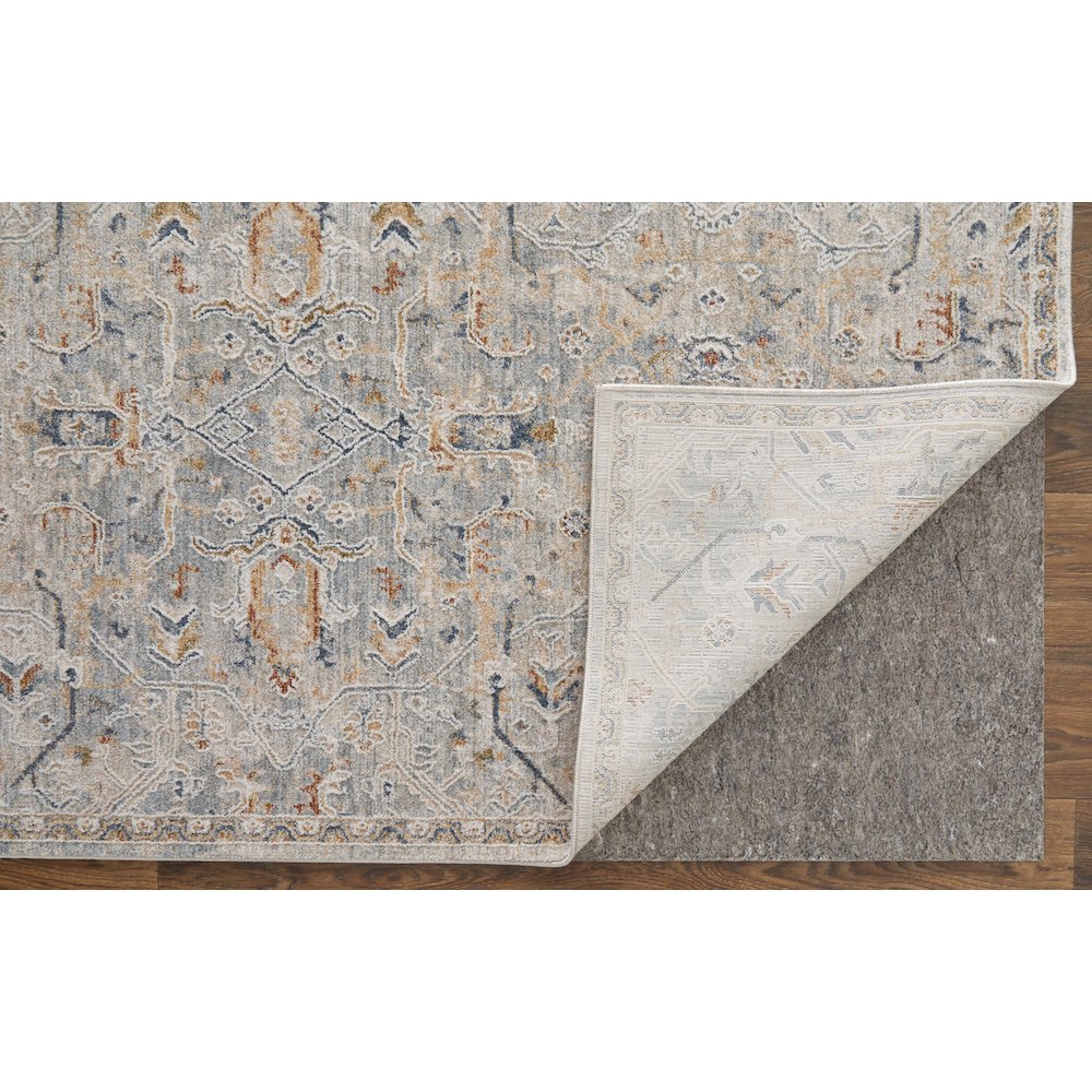 Pasha Transitional Distressed, Ivory/Blue/Tan, 6'-7" x 9'-6" Area Rug. Picture 4