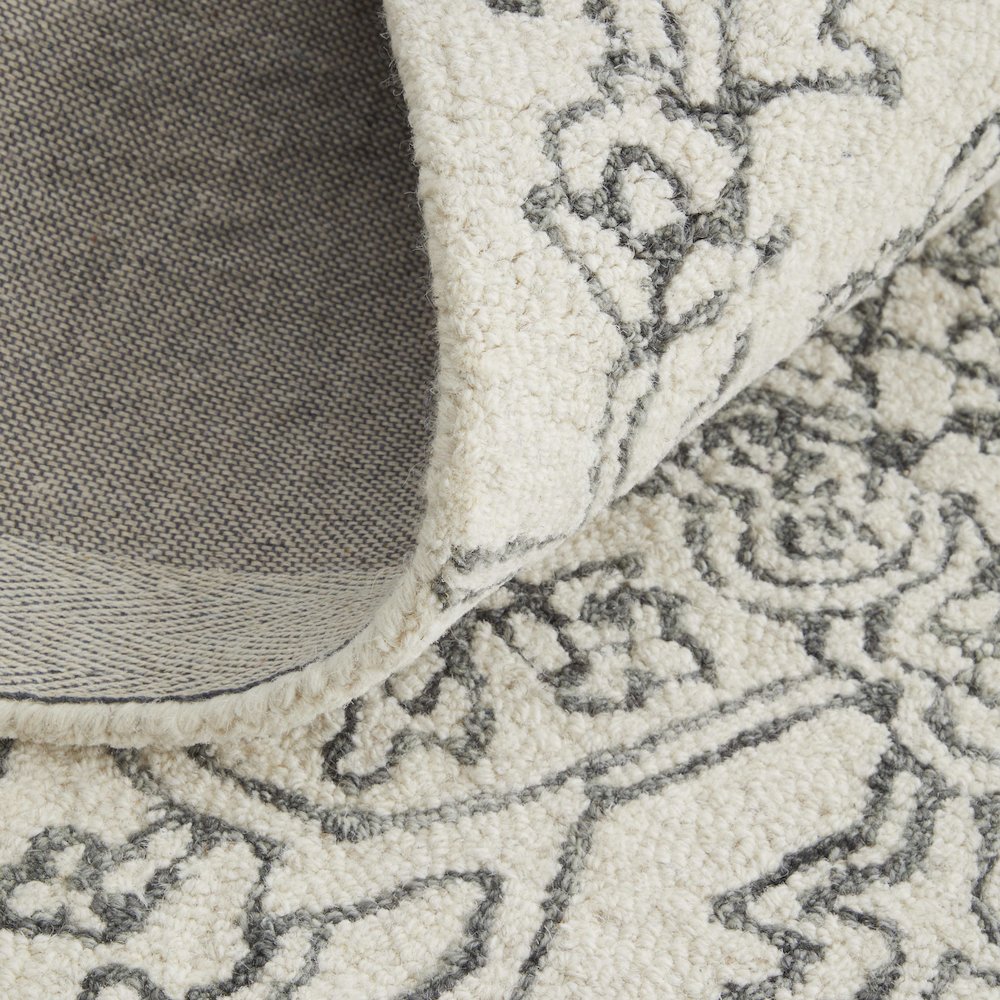 Belfort Transitional Medallion, White/Gray, 10' x 14' Area Rug. Picture 7