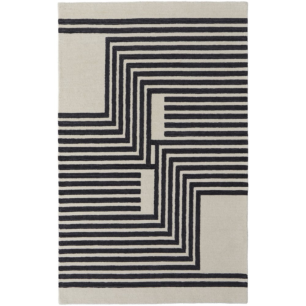 Maguire Transitional Abstract, Gray/Ivory/Black, 3'-6" x 5'-6" Accent Rug. Picture 1