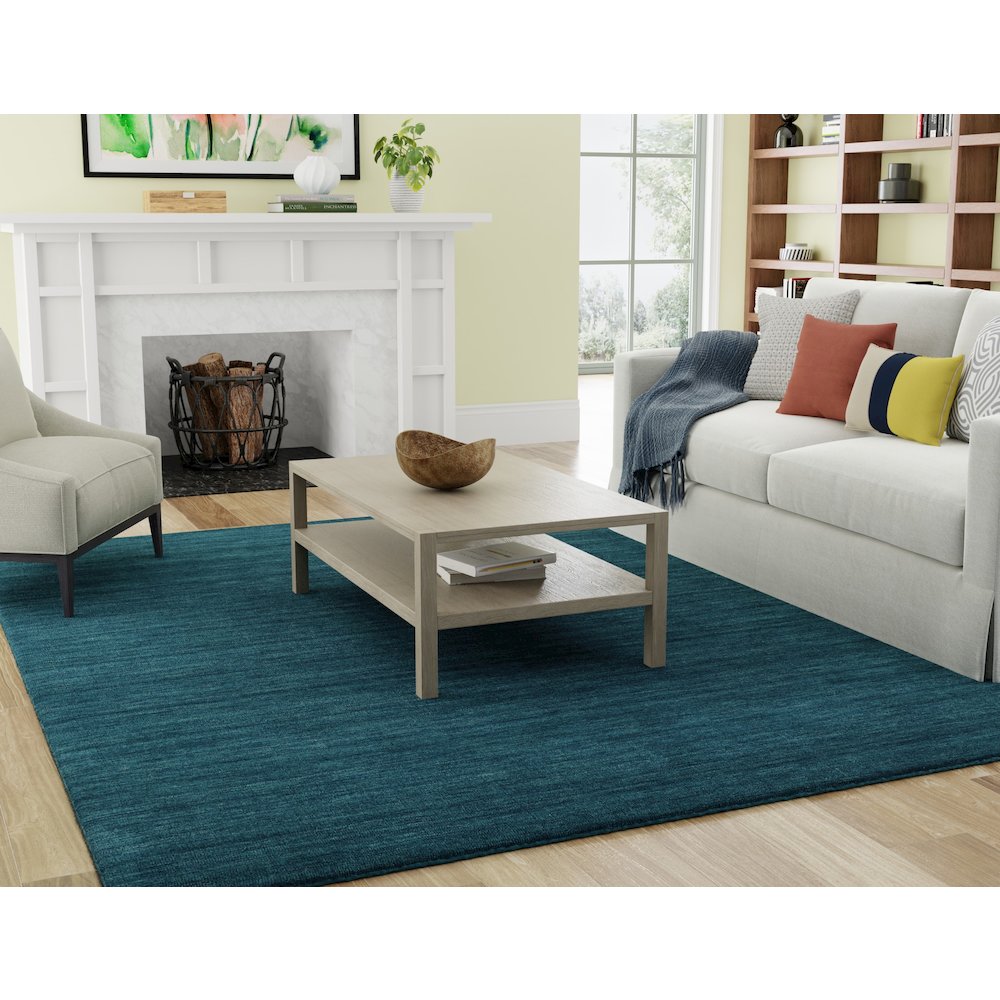 Luna Hand Woven Marled Wool Rug, Teal Blue/Green, 8ft x 8ft Round, 5798049FTEL000N80. Picture 3