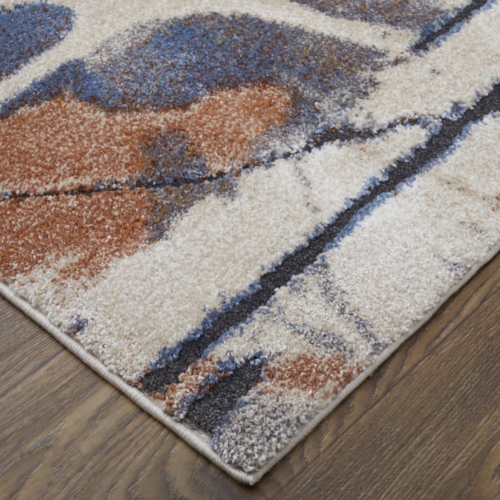 Gilmore Modern Watercolor, Blue/Orange/Gray, 2' x 3' Accent Rug. Picture 3