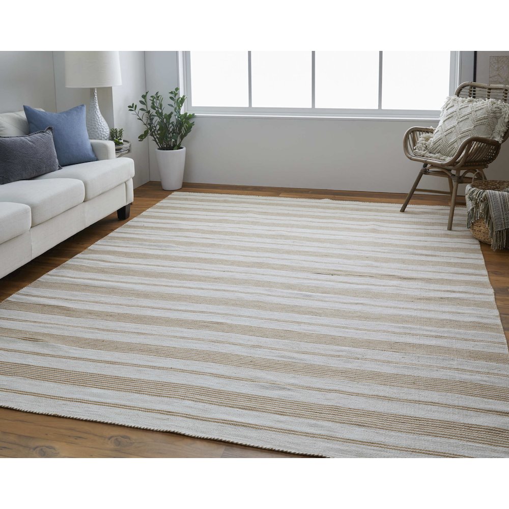 Duprine Transitional Stripes, Ivory/Taupe/Brown, 5' x 8' Area Rug. Picture 2