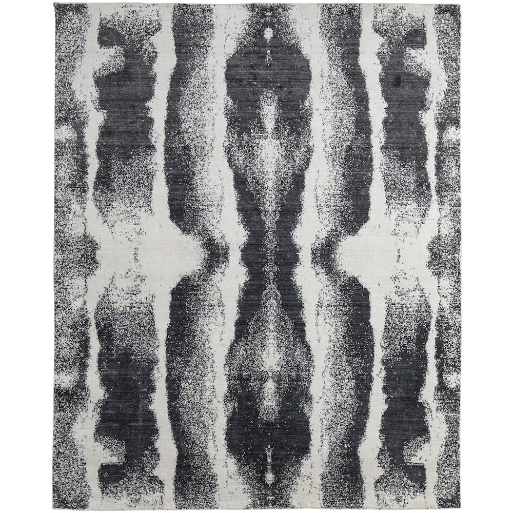 Coda Modern Abstract, Black/White, 10' x 14' Area Rug. Picture 1