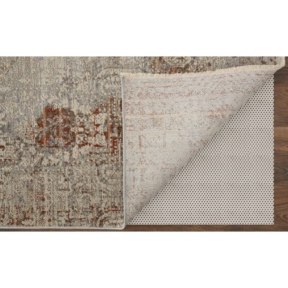 Kaia Transitional Distressed, Tan/Ivory/Orange, 7'-10" x 9'-6" Area Rug. Picture 4