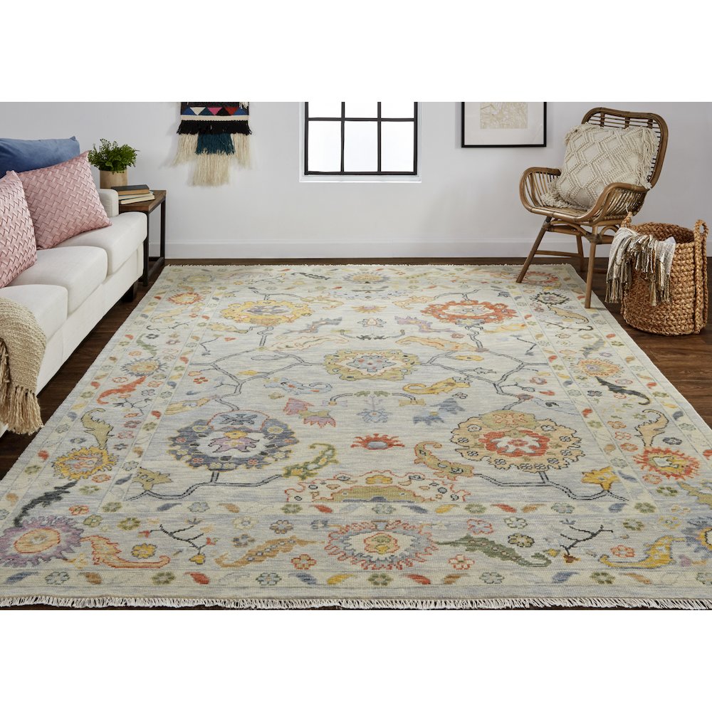 Karina Traditional Persian, Gray/Yellow/Red, 5'-6" x 8'-6" Area Rug. Picture 2