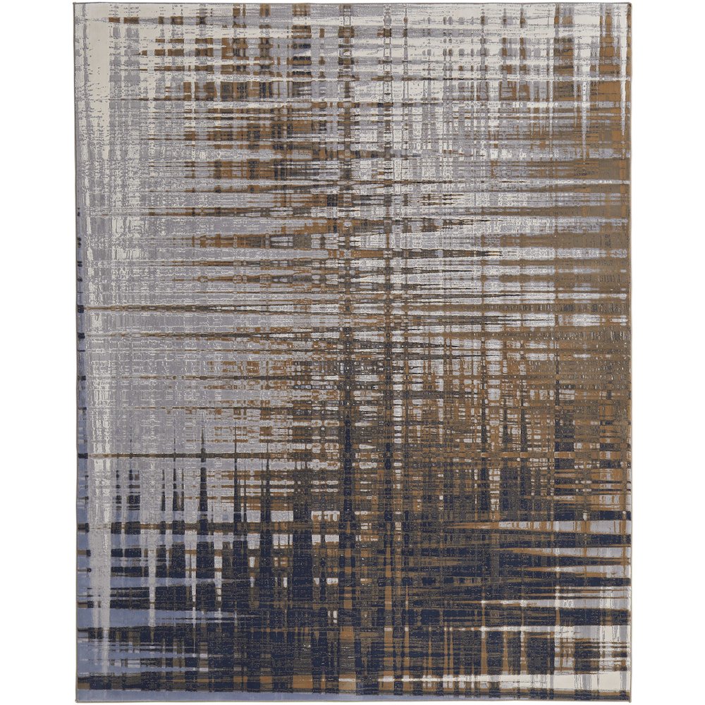 Clio Modern Abstract, Blue/Orange/Gray, 7'-9" x 10' Area Rug. Picture 1
