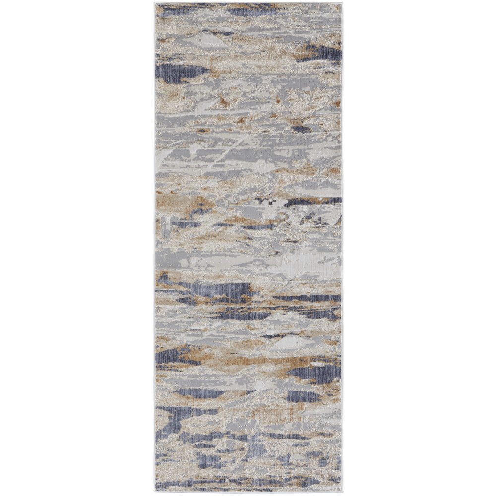 Laina Transitional Abstract, Tan/Orange/Ivory, 3' x 10' Runner. Picture 1
