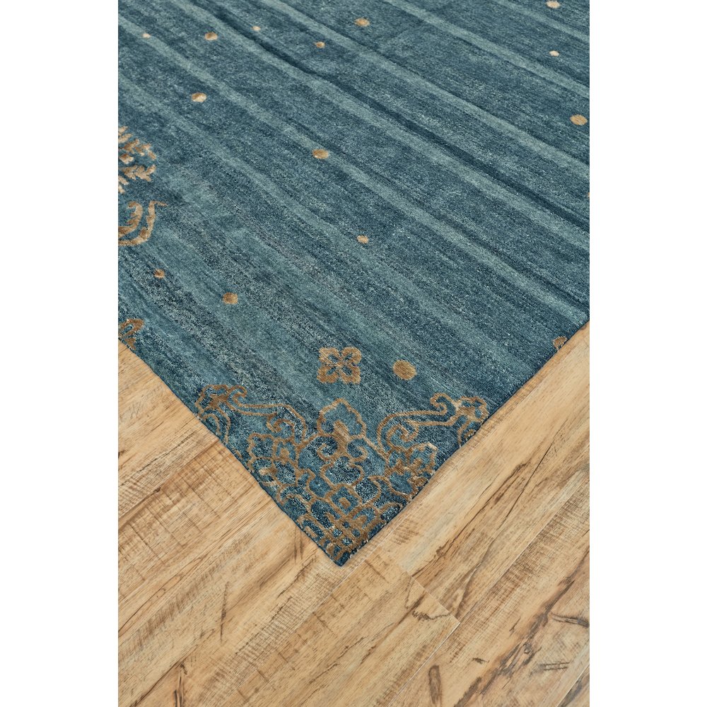 Qing Transitional Stripes, Blue/Green/Tan, 5'-6" x 8'-6" Area Rug. Picture 2