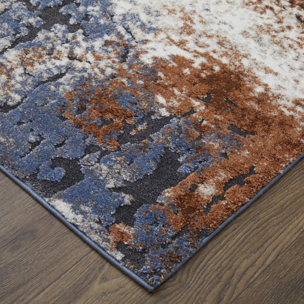 Gilmore Modern Distressed, Ivory/Blue/Taupe, 2'-6" x 8' Runner. Picture 3