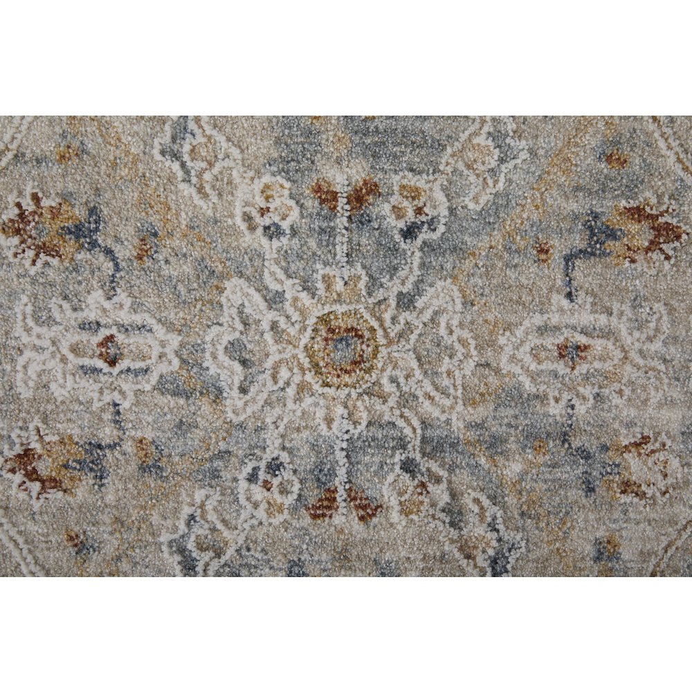 Pasha Transitional Distressed, Ivory/Blue/Tan, 6'-7" x 9'-6" Area Rug. Picture 6