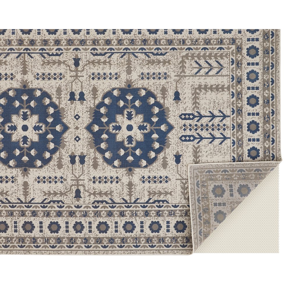 Foster Vinatge Kilim Style Rug, Midnight Blue/Gray, 10ft x 13ft - 2in Area Rug, FST3754FBLUBGEH13. Picture 4