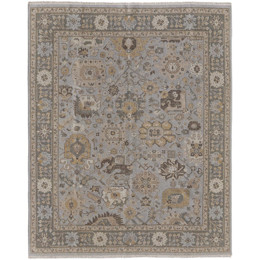 Corbitt Traditional Oriental, Blue/Gold/Gray, 2' x 3' Accent Rug. Picture 1