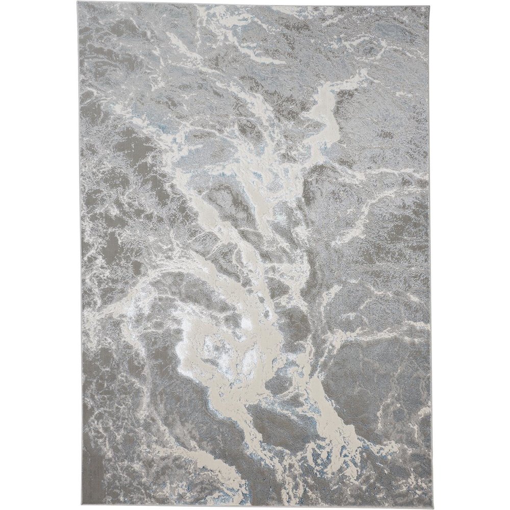 Azure Modern Abstract, Silver/Gray/Ivory, 3'-11" x 6' Accent Rug. Picture 1