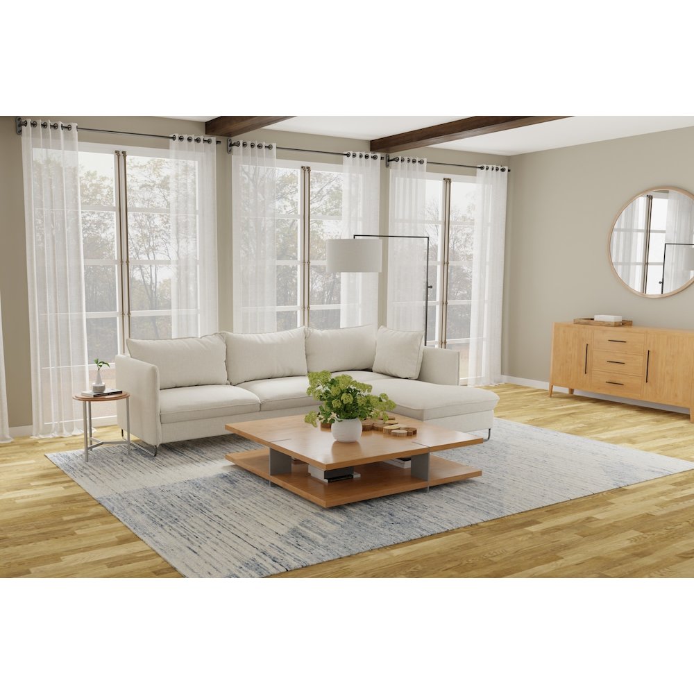 Brighton Modern Abstract, Ivory/Blue/Silver, 7'-9" x 9'-9" Area Rug. Picture 3