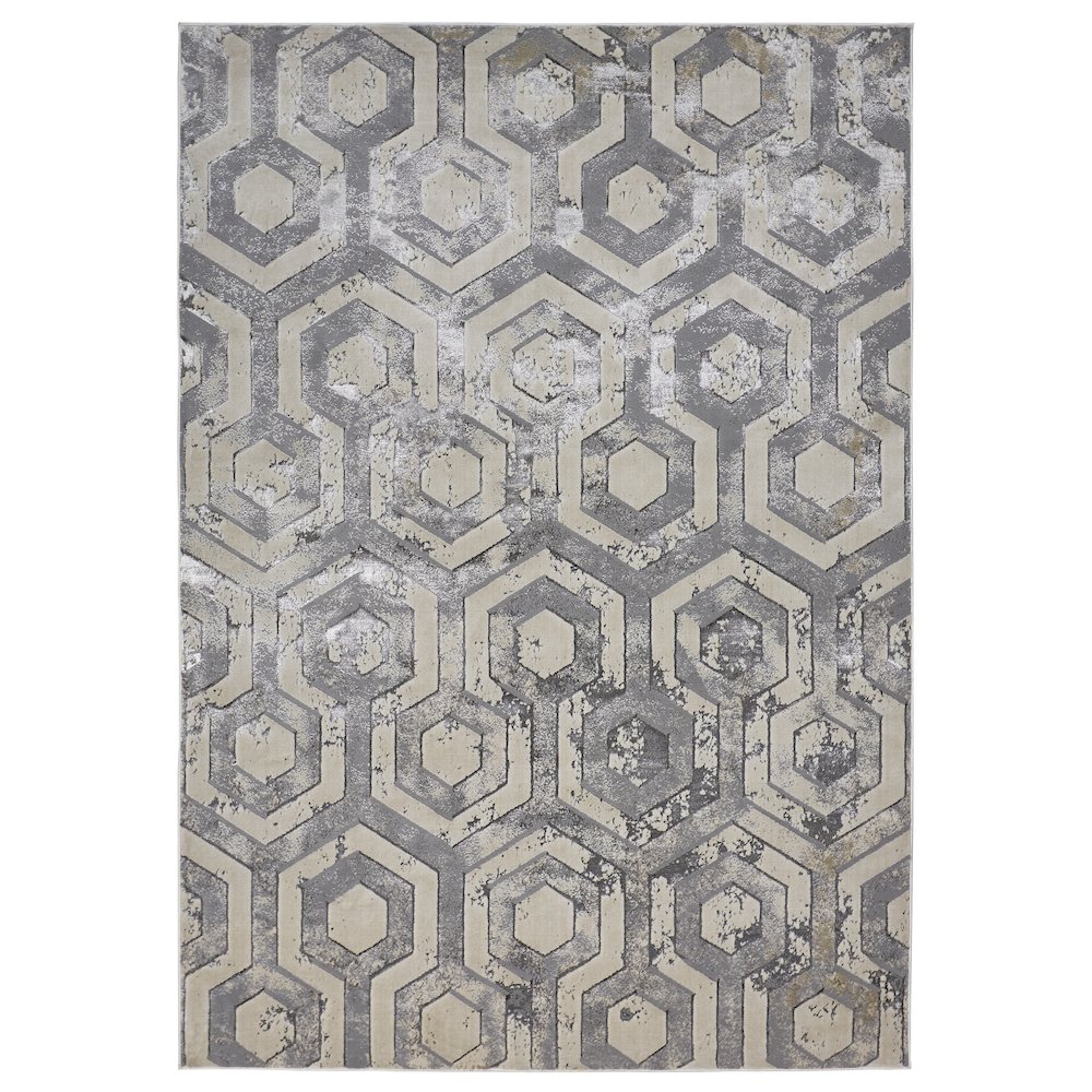 Micah Modern Distressed, Gray/Taupe/Silver, 9'-2" x 12' Area Rug. Picture 1