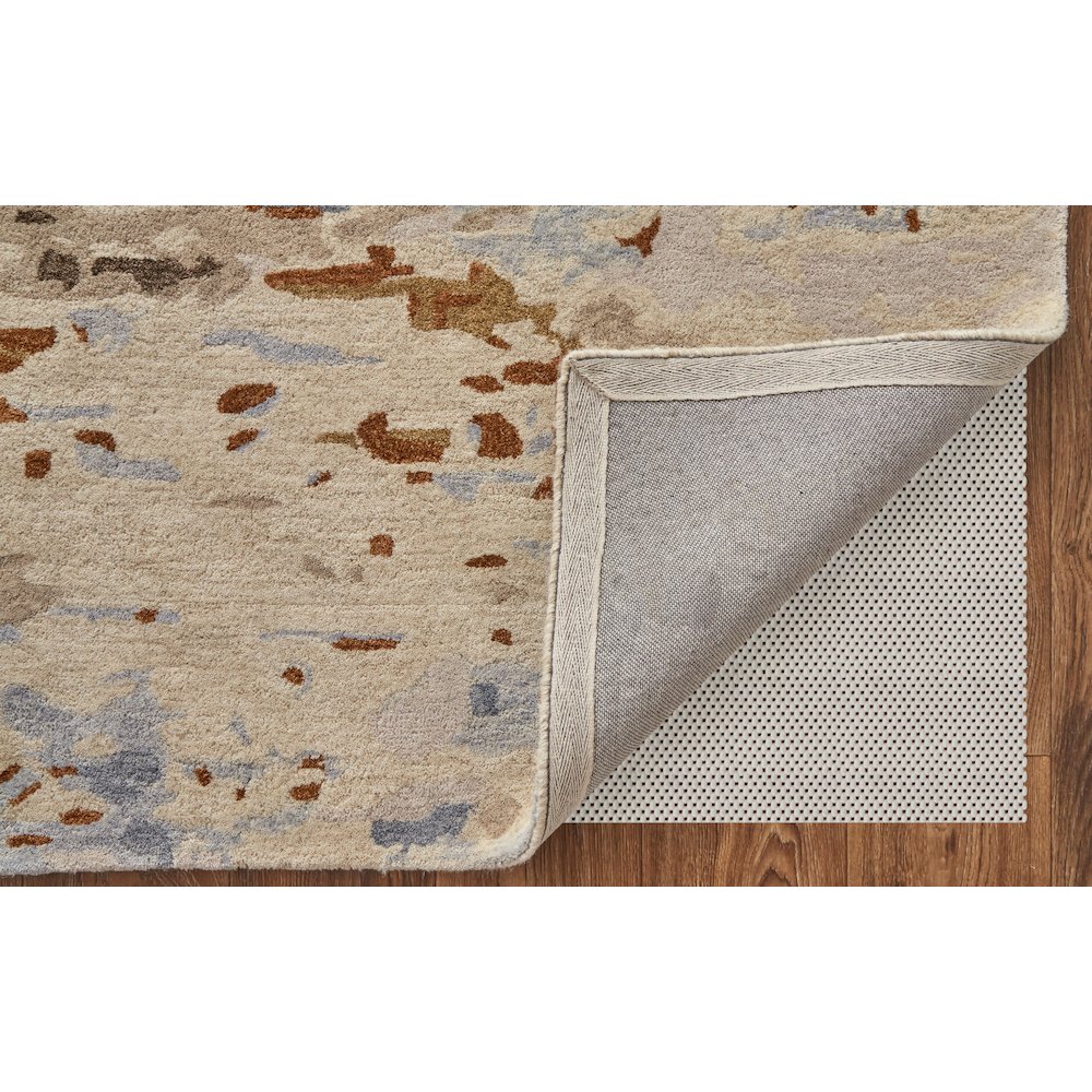 Everley Modern Abstract, Ivory/Blue/Brown, 2' x 3' Accent Rug. Picture 4