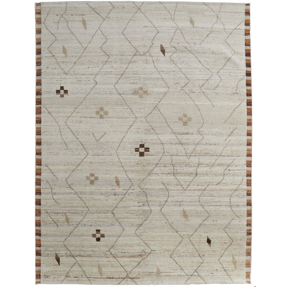 Kasbah Transitional Moroccan, Ivory/Tan/Orange, 7'-9" x 9'-9" Area Rug. Picture 1