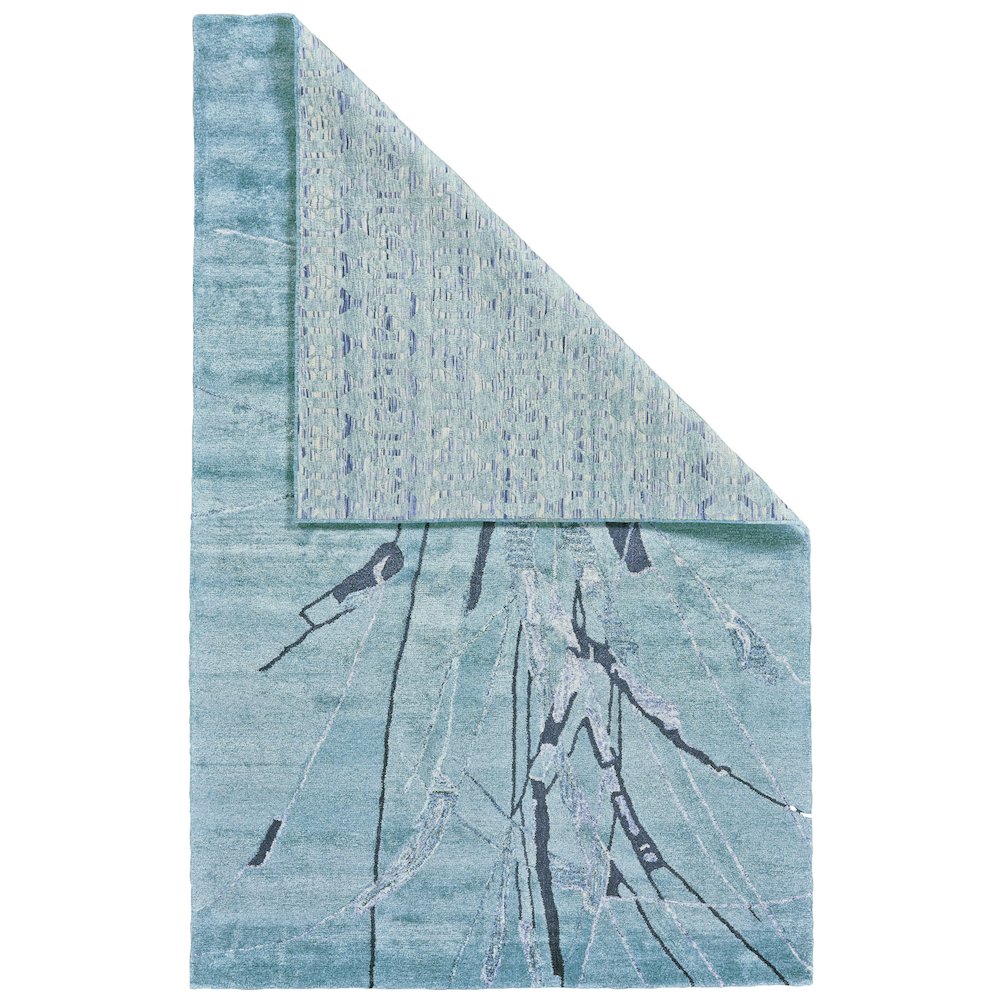 Cosmo Transitional Abstract, Blue/Green/Gray, 5' x 8' Area Rug. Picture 1