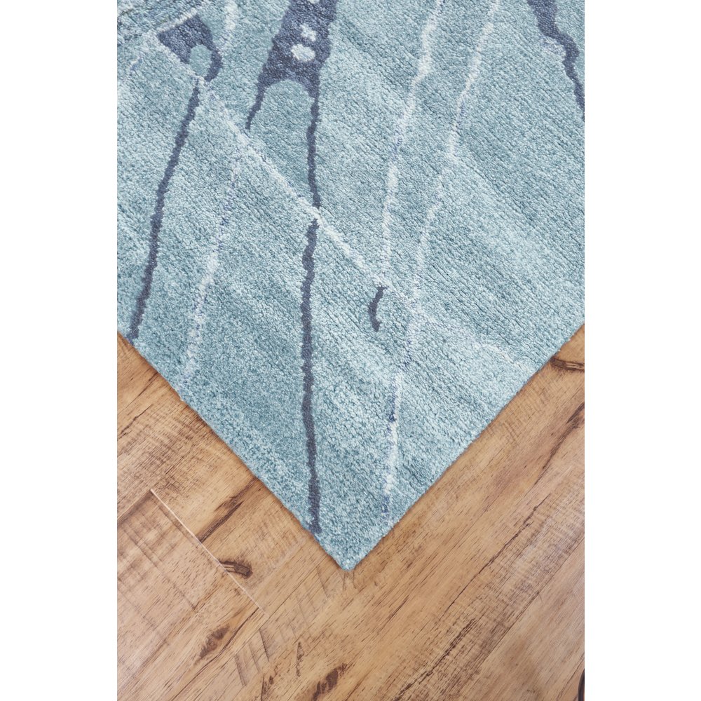 Cosmo Transitional Abstract, Blue/Green/Gray, 5' x 8' Area Rug. Picture 3