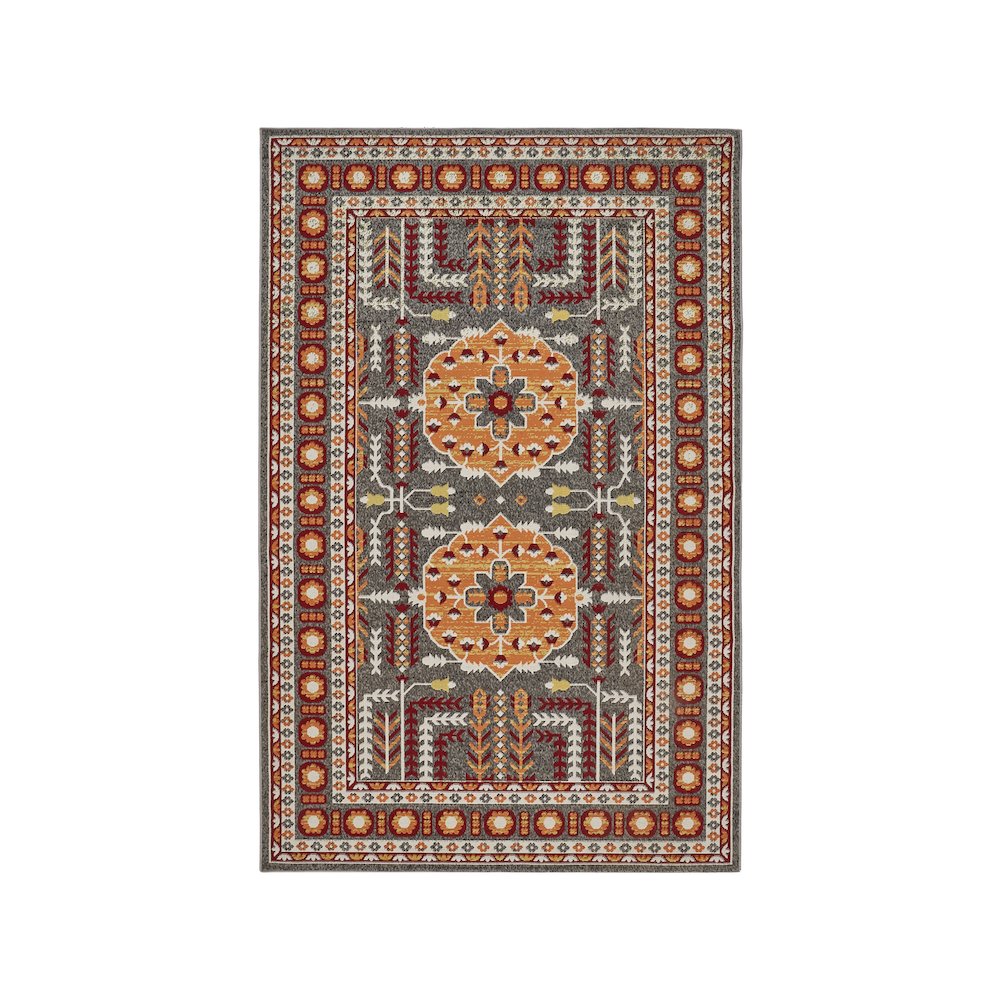 Foster Vinatge Style Kilim, Vermillion Orange/Gray, 10ft x 13ft - 2in Area Rug, FST3754FORNGRYH13. Picture 1