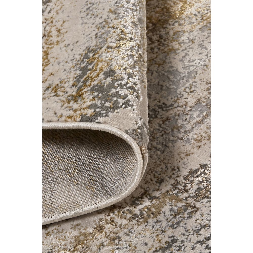 Aura Modern Abstract, Gold/Gray/Ivory, 8' x 10' Area Rug. Picture 6