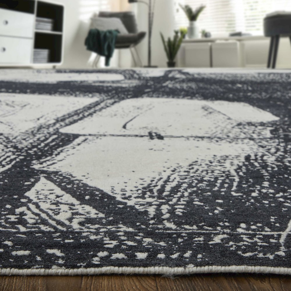 Coda Modern Abstract, Black/White, 9' x 12' Area Rug. Picture 8