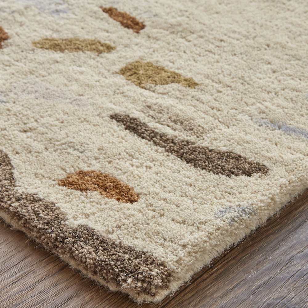 Everley Modern Abstract, Ivory/Blue/Brown, 2' x 3' Accent Rug. Picture 3