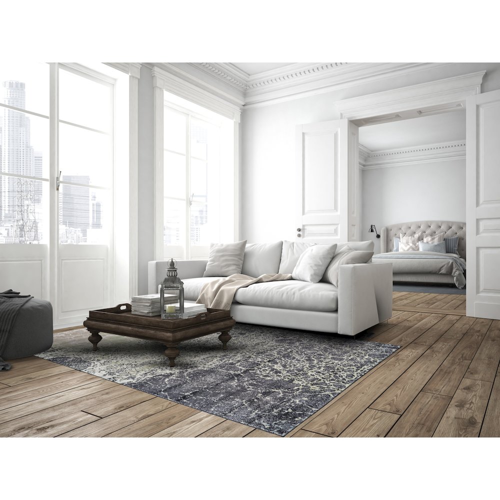Katari Fluid Print Rug, Gray/Mint Green, 4ft - 3in x 6ft - 3in Accent Rug, 6613379FCASTPEC16. Picture 2