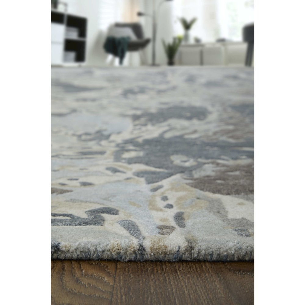 Zarah Modern Watercolor, Blue/Taupe/Green, 3'-6" x 5'-6" Accent Rug. Picture 9