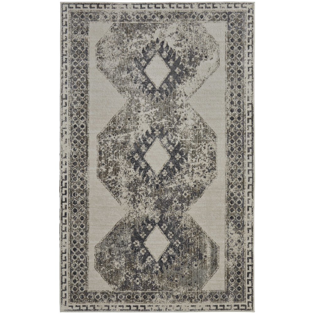 Kano Transitional Distressed, Ivory/Taupe/Gray, 6'-7" x 9'-6" Area Rug. Picture 1
