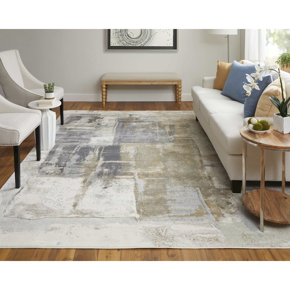 Clio Modern Watercolor, Brown/Gray/Black, 9' x 12' Area Rug. Picture 2