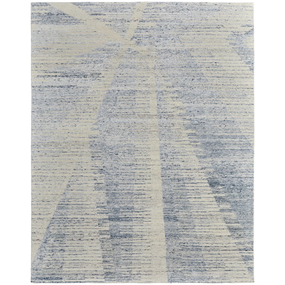 Brighton Modern Abstract, Ivory/Blue/Silver, 7'-9" x 9'-9" Area Rug. Picture 1