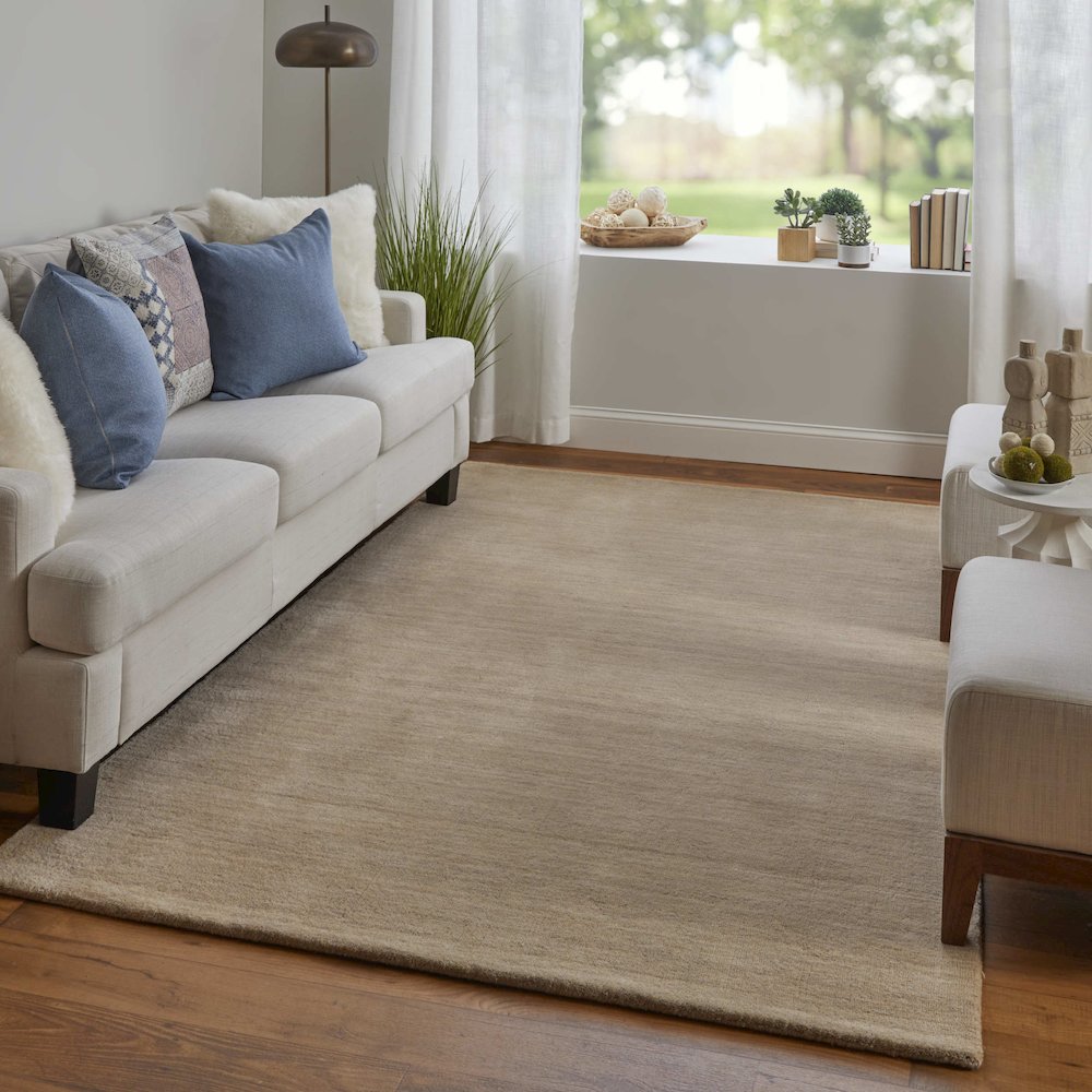 Luna Modern Solid, Tan, 8' x 11' Area Rug. Picture 2