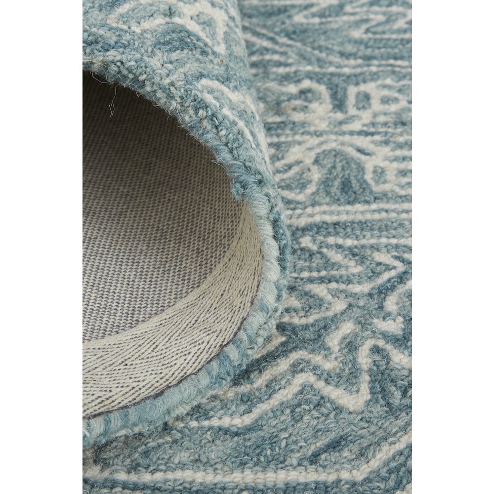 Belfort Transitional Medallion, Blue/Ivory/Green, 10' x 14' Area Rug. Picture 3