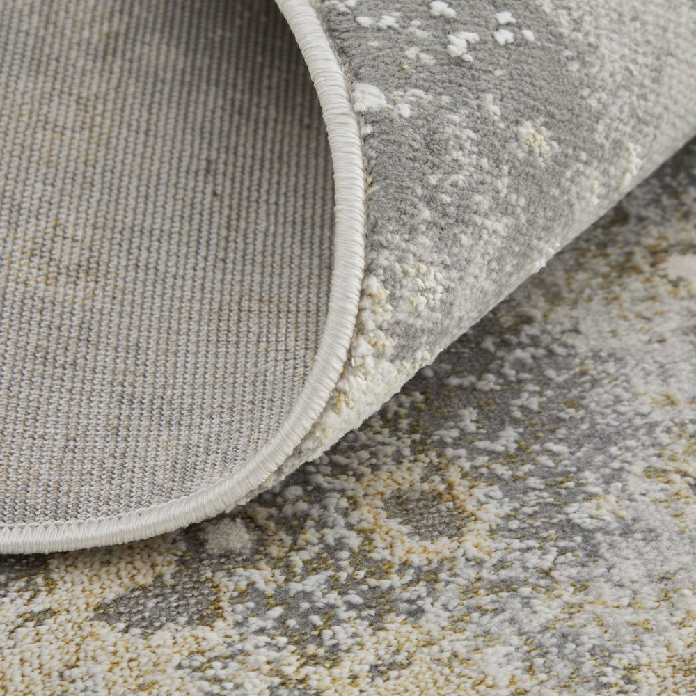Astra Transitional Abstract, Gray/Gold/Ivory, 2'-10" x 7'-10" Runner. Picture 7