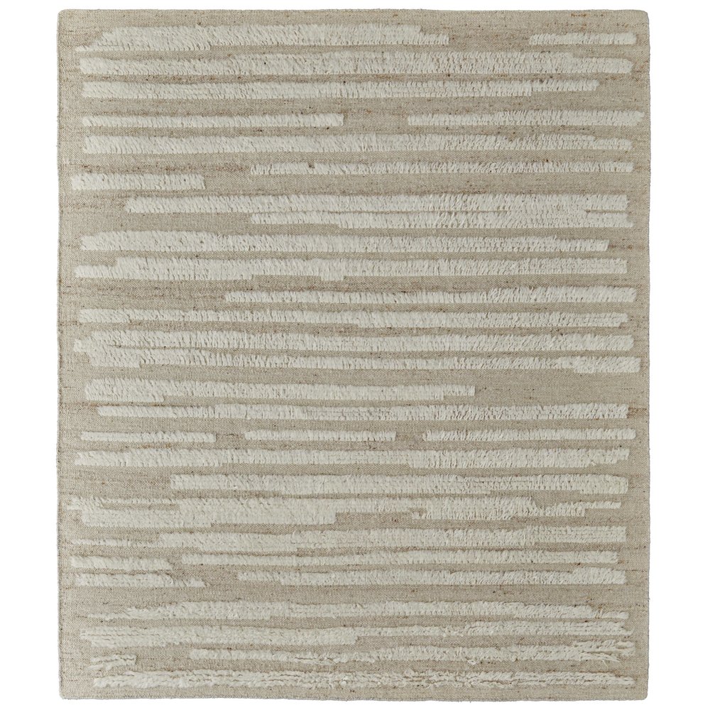 Ashby Transitional Stripes, White/Tan, 3'-6" x 5'-6" Accent Rug. Picture 1