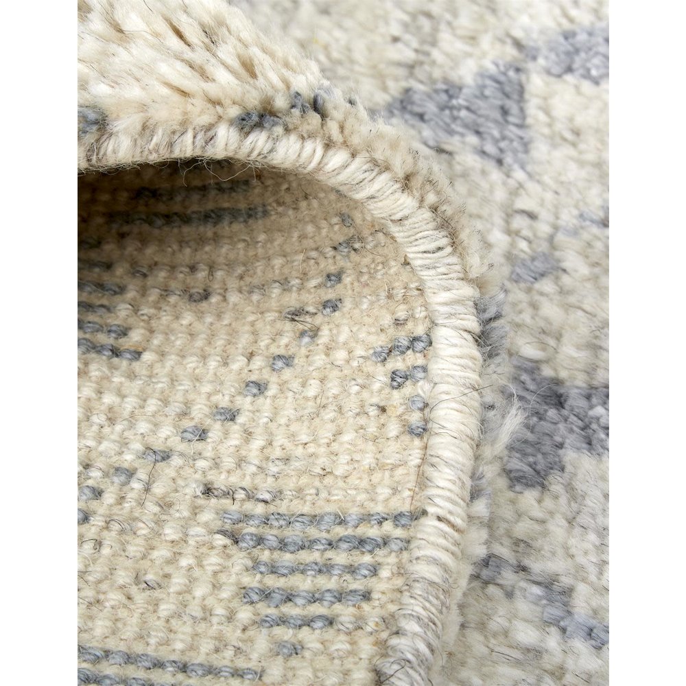 Abytha Diamond Hand Knot Wool Rug, Ivory/Blue/Gray, 2ft-6in x 8ft, Runner, 7316458FICE000I68. Picture 7