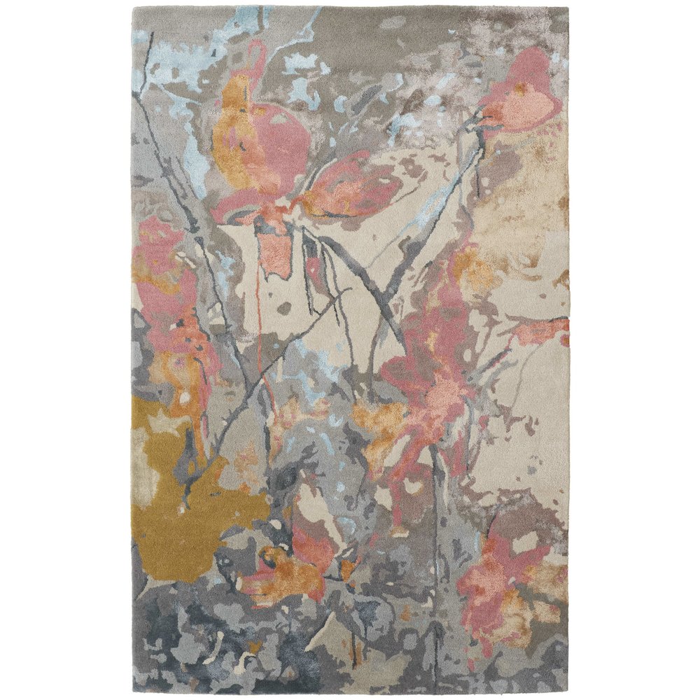 Dafney Transitional Floral & Botanical, Blue/Pink/Gray, 2' x 3' Accent Rug. Picture 1