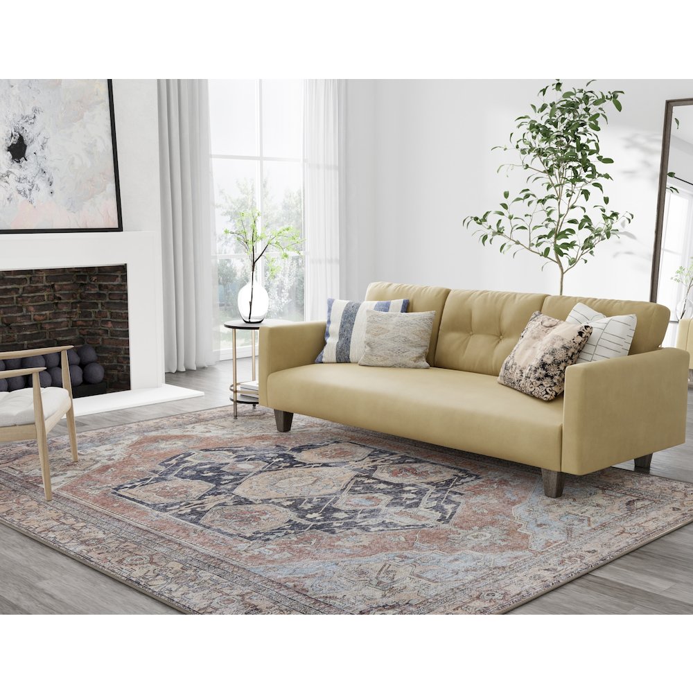 Percy Vintage Medallion Rug, Pink Clay/Charcoal Gray, 9ft-2in x 12ft Area Rug, PRC39ALFBRNRSTG22. Picture 3